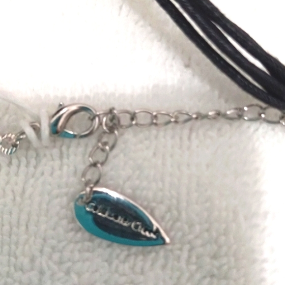 Coldwater Creek Navy Lucite & Engraved Silver Tone Circle - Picture 3 of 5